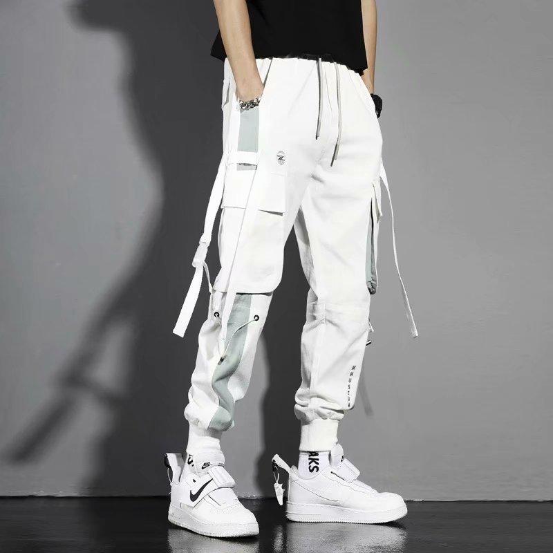 Men's Korean Style Multi-Pocket Jogger Cargo Pants - Spring/Summer Casual Long Pants for Students & Teens