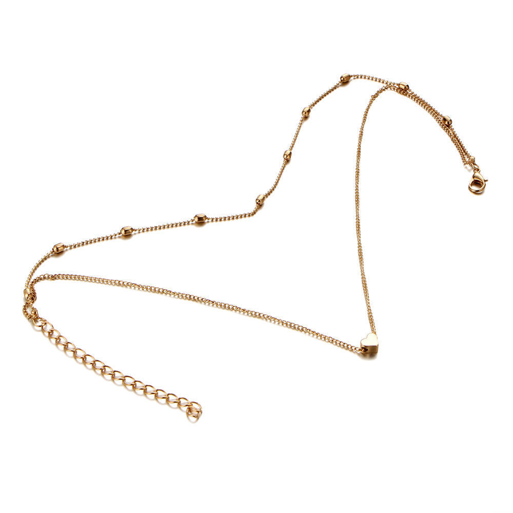 New Lady Necklace European And American Simple Temperament Fashion Double-layer Necklace Multi-layer Love Pendant Necklace