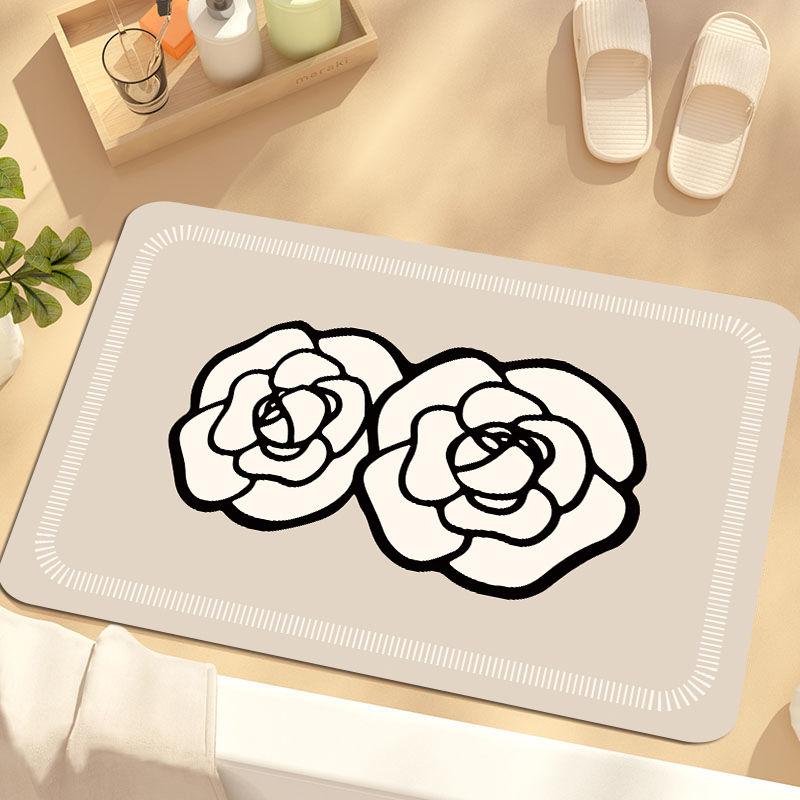 Retro Chinese soft diatom mud absorbent mat bathroom floor mat toilet door toilet mat quick drying non-slip foot mat