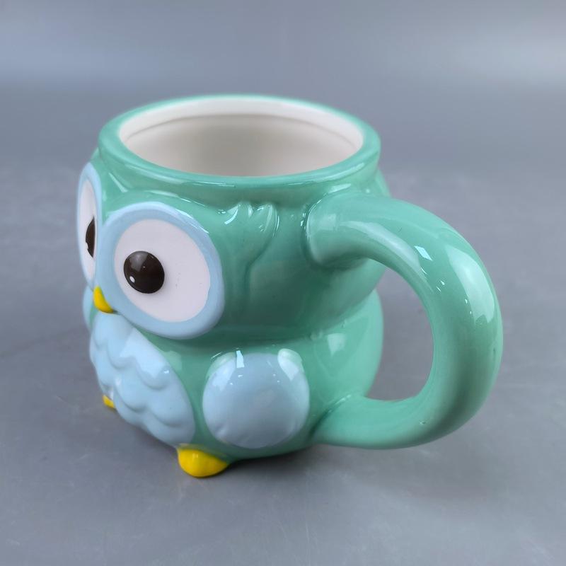 Ceramic Owl Mug Hand-painted Cup Animal Shape 3D Coffee Cup Gift Cup