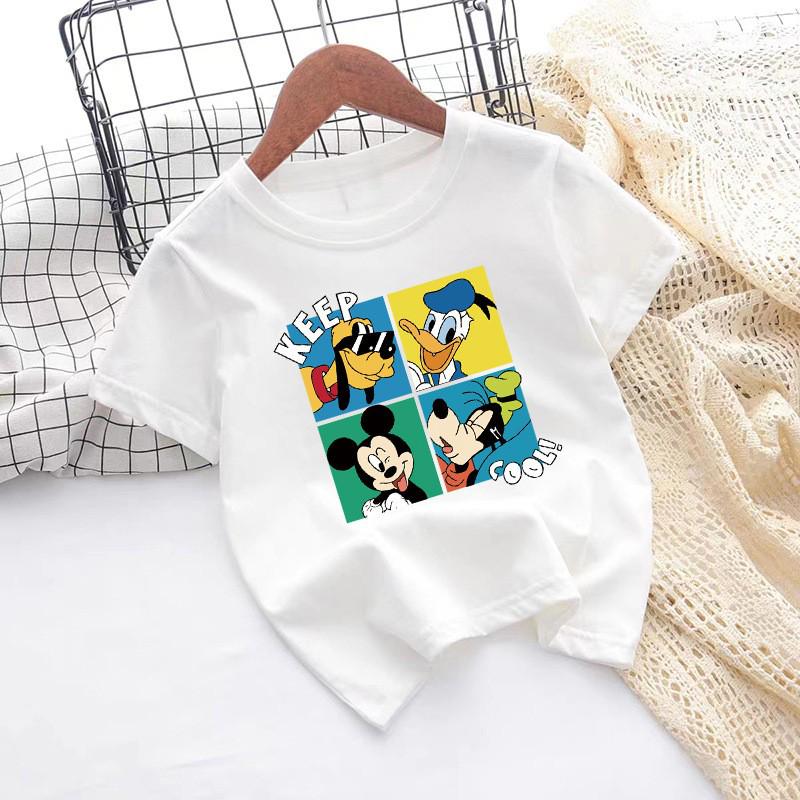 Unisex Kids' Pure Cotton Cartoon T-Shirt - Summer Short Sleeve
