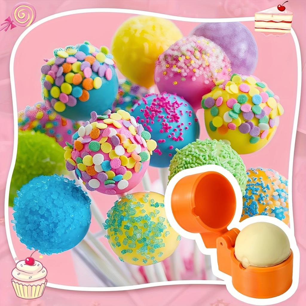 3D Printed Round Cake Stick Mold Set - Manual Spherical Cake Cutter & Putter, Wheat Straw Baking Tool for Birthday, Wedding