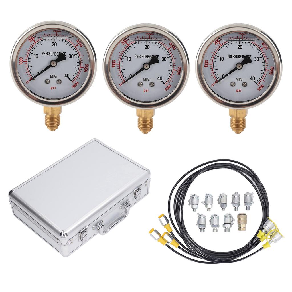 Hydraulikdruckprüfset Genau Tragbar 25 40 60MPa Hydrauliktester mit 8 Kupplungen für