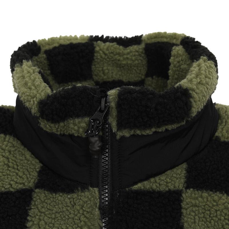 Vans Off The Wall Checker Sports Confortevole Moda Giacca in Pile a Maniche Lunghe Uomo giacche Nero Verde VN000KCWE1M