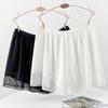 H306 Women's White Lace Anti-Exposure Summer Safety Shorts - Thin, Non-Rolling Edge, Double Layered