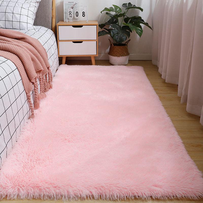 White Fluffy Hall Carpet Modern Living Room Bedroom Home Decor Large Mats Thickened Non-Slip Girl Children's Room Pink Furry Rug