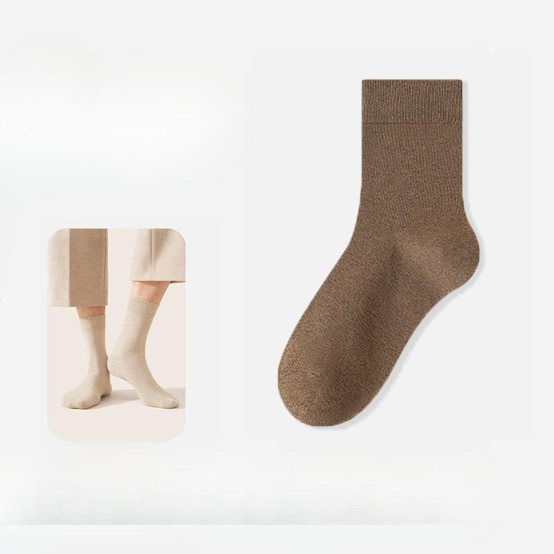 

Мужские осенние носки до середины икры из чистого хлопка, антибактериальные, бесшовные, спортивные 1 pair темно-коричневого