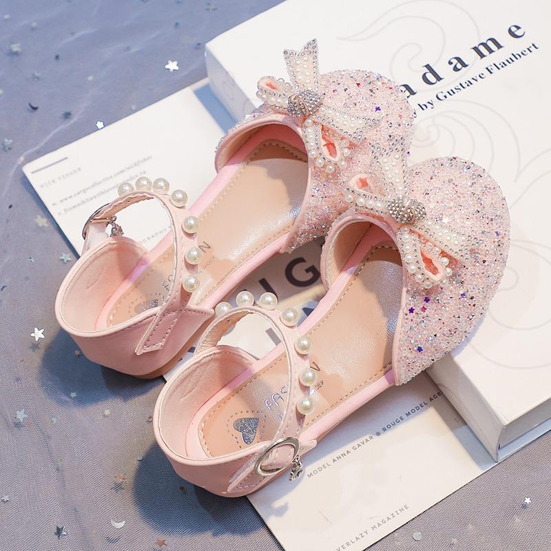 

Summer Girls Bow Rhinestone Princess Sandals Fashion Casual Shoes for Little Big Kids 35 рожевий