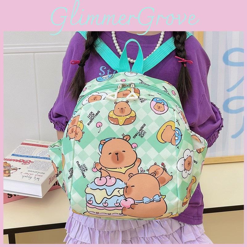 Capybara Backpack Children Zipper Design Adjustable Shoulder Schoolbag Straps