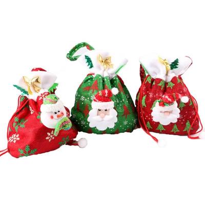 3 cores Natal Papai Noel Crianças Doce Presente Bolsa de Presente Bolsa Pochete Saco Decoração de Natal