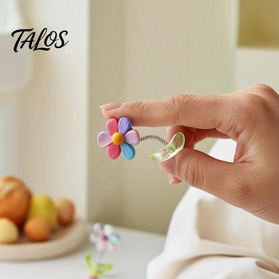 Auto-Armaturenbrett-Dekorationen 5 Stück Bunte Schüttelblumen-Deko, Harz-Regenbogen-Sonnenblumen-Ornament Wackelnde Blumen mit Anti-Rutsch-Pad, Niedlicher Wackelkopf für