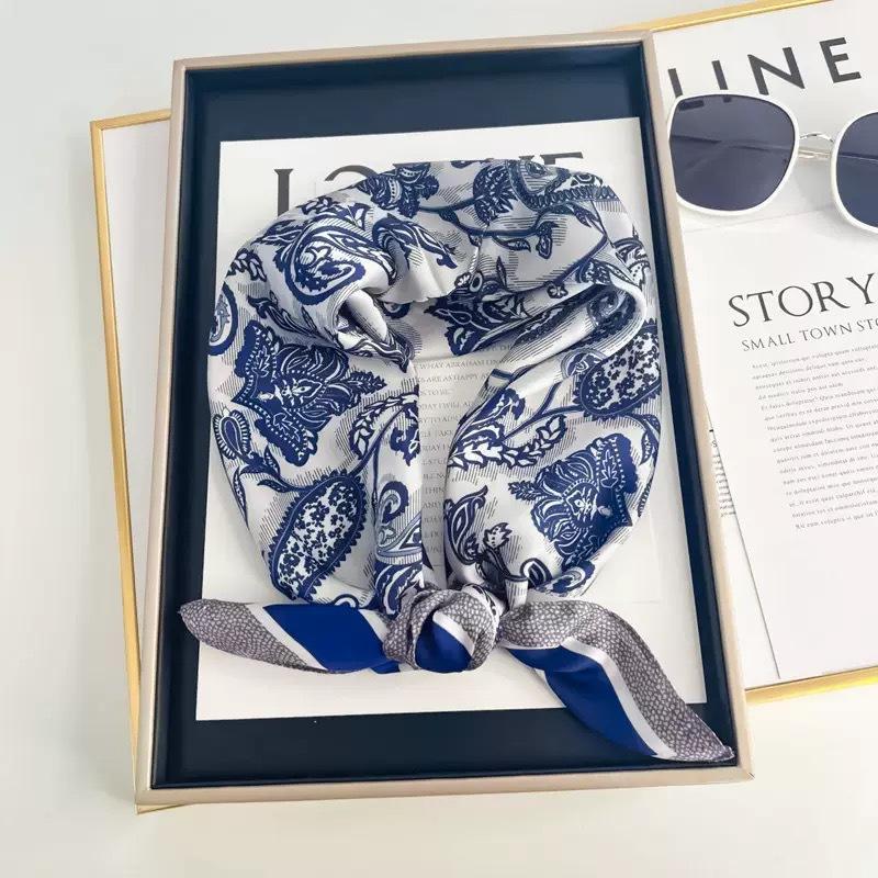 71 silk scarves, scarves, women's printed imitation silk scarves, women's spring and summer thin 71 small square scarves, easy to match, decorative an