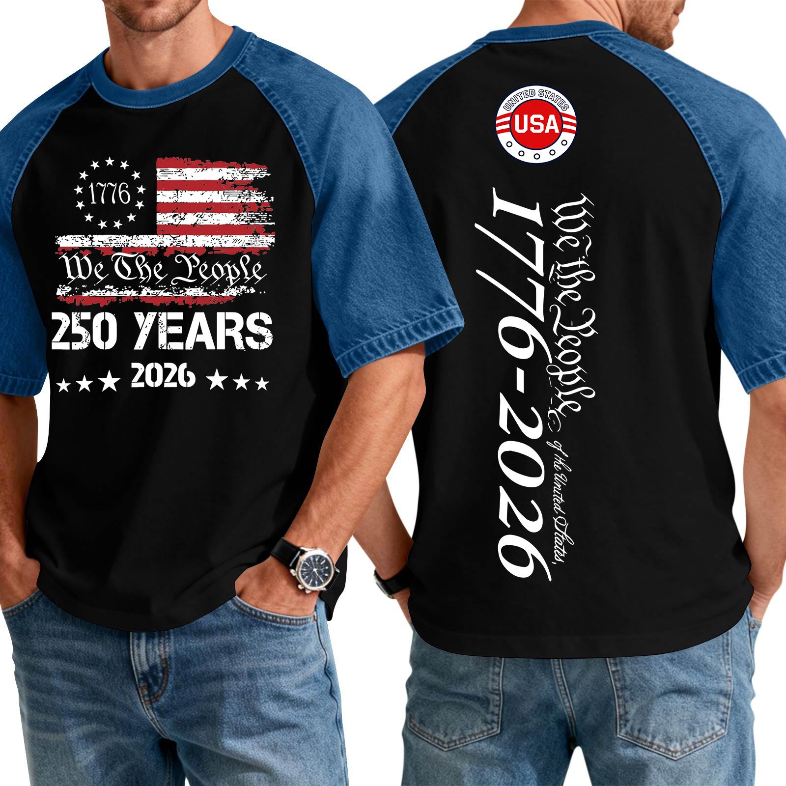Men s Denim Patchwork Shirt, Casual Short-sleeved Comfortable T-shirt, Fashionable For Spring And Summer. L