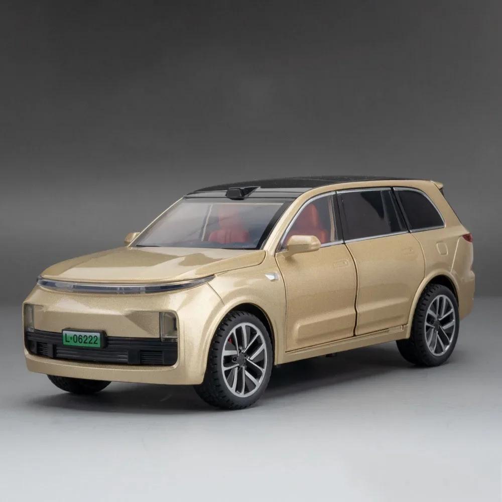 

1:24 Scale Li L9 Model Toy Cars Alloy Diecast SUV Shock Absorption 6 Doors Opened Sound Light Pull Back Festival Gifts for Kids золотий