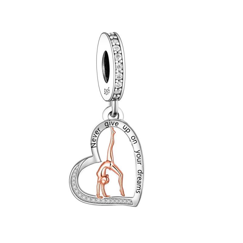 

FC Jewelry Fit Original Pan Charms Bracelet 925 Silver Never Give up Your Dreams Gymnast Bead For Making Teacher Berloque