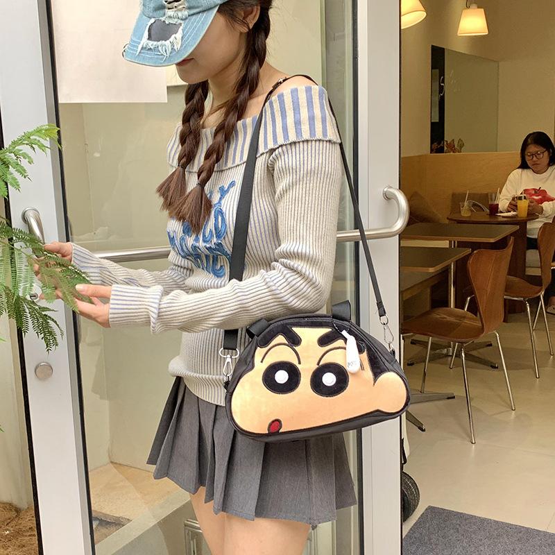 New cute cartoon small new hairball canvas diagonal span bag plush toy doll shoulder messenger bag gift wholesale