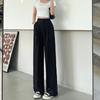 Women's High-Waist Wide-Leg White Pants - Spring 2026 Casual Drape with Double Button Design