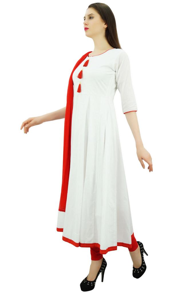 Atasi Damedesigner Anarkali Svart Salwar-drakt Etnisk indisk bomull