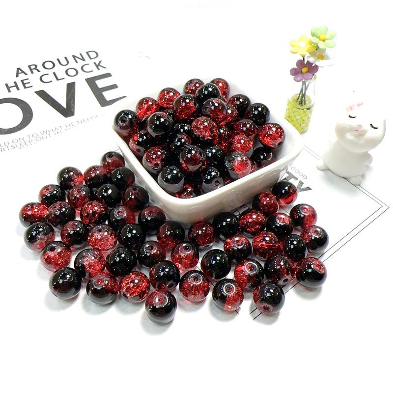 10mm Crackle Glass Round Beads, Loose Spacer Beads DIY Accessories for Bracelet Making 50pcs