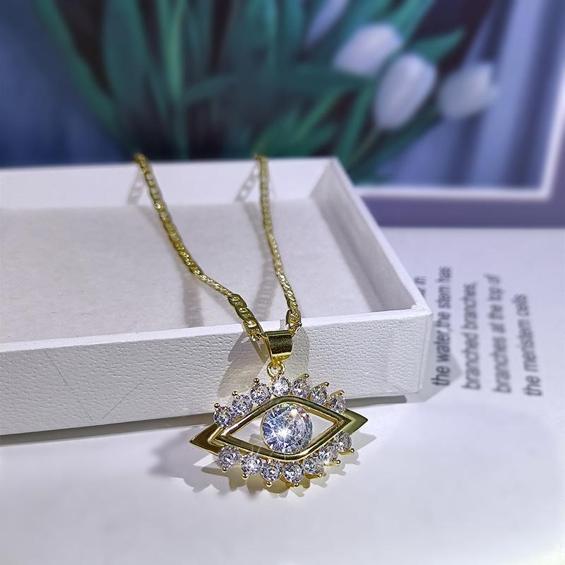 Fashionable Gold Plated Zircon Necklace Demons Eye Shape Alternative Necklace