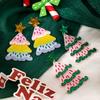 Festive Colorful Christmas Tree Earrings Glitter Acrylic Creative Dopamine Design Women Elegant Earrings