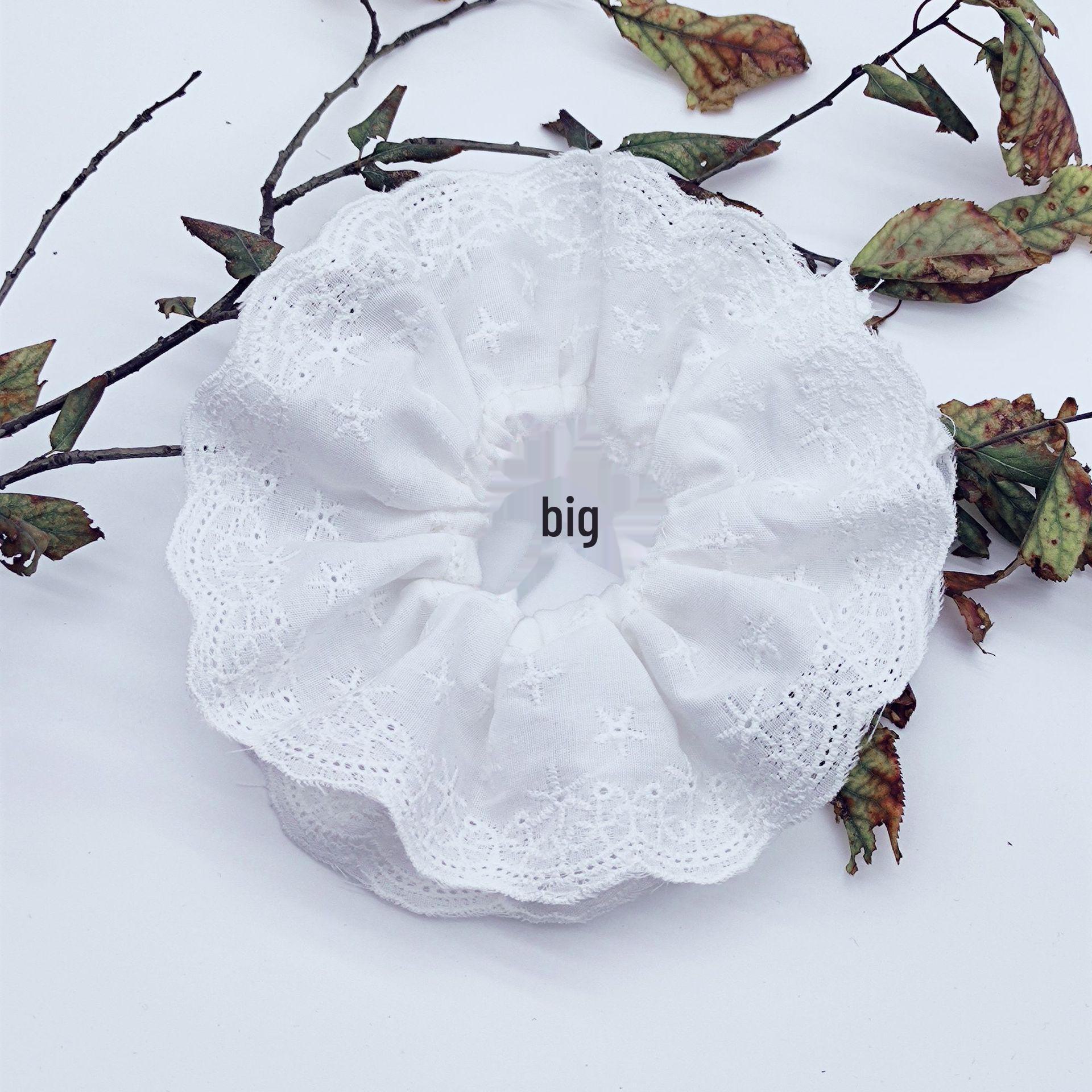 

Кольцо для волос Lu Si с кружевом для толстой кишки: Белый, милый французский полый двухслойный аксессуар для волос