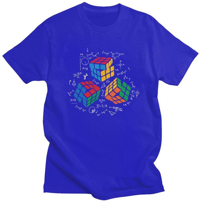 Custom Male Math Rubiks Cube T Shirts ShortSleeve Cotton Tshirts Tshirt Leisure Geek Teacher Gift Tees Loose Fit Clothing