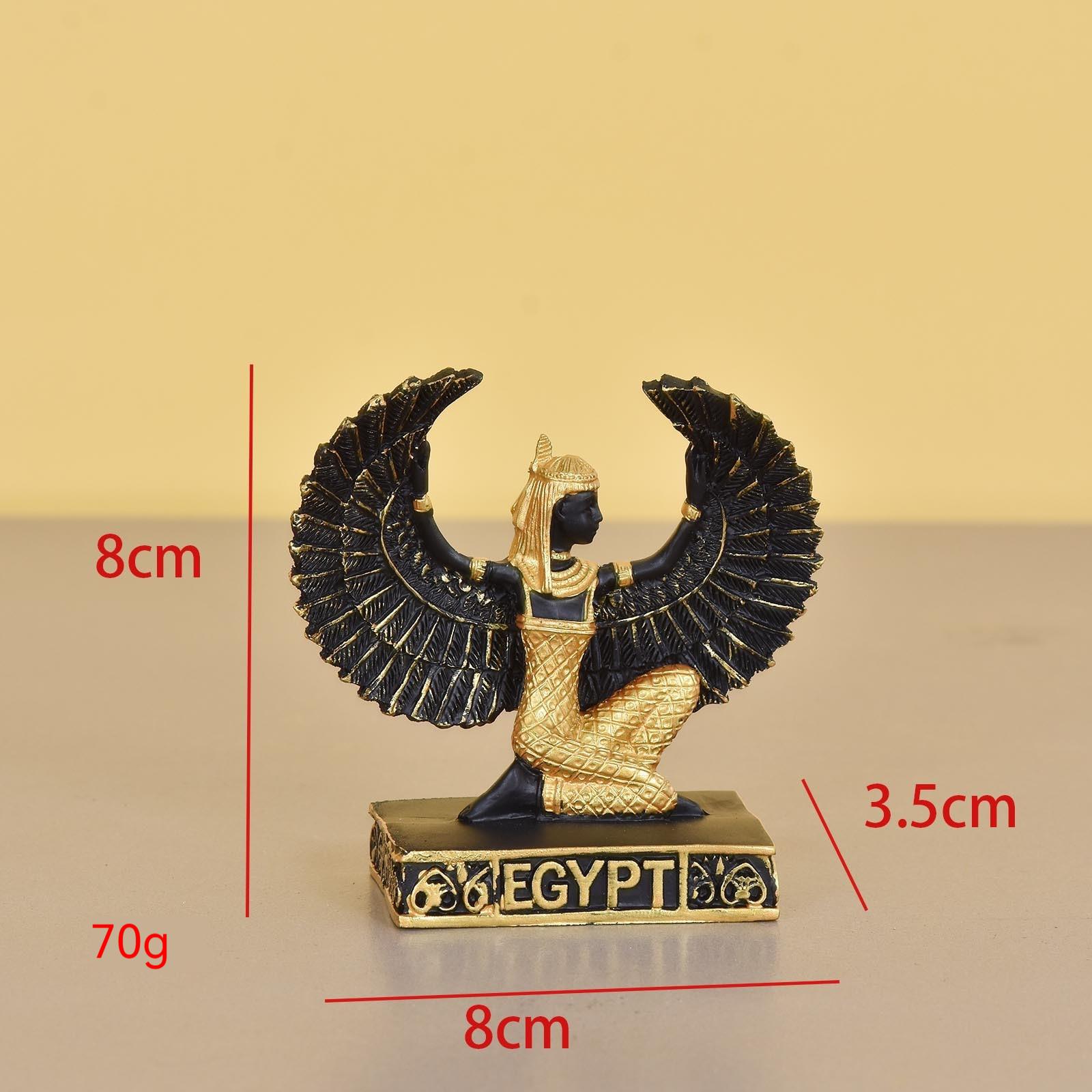 Egyptian Mythology Goddess Hathor Wings Kneeling Resin Craft Gifts Multi-Style Gold-Plated Home Decorations