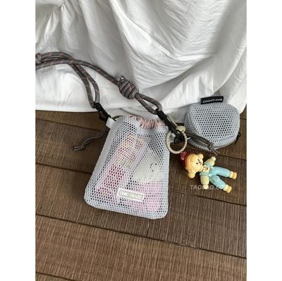Sweet Little Fresh Mobile Phone Bag Women's 2025 Summer New Hollow Shoulder Bag Crossbody Mesh Portable Bucket Bag