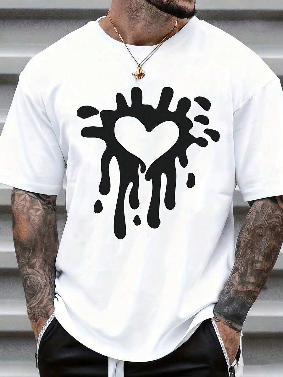 

Унисекс Футболка с дизайном Капающее Сердце Уличная Мода Графическая Унисекс Футболка S