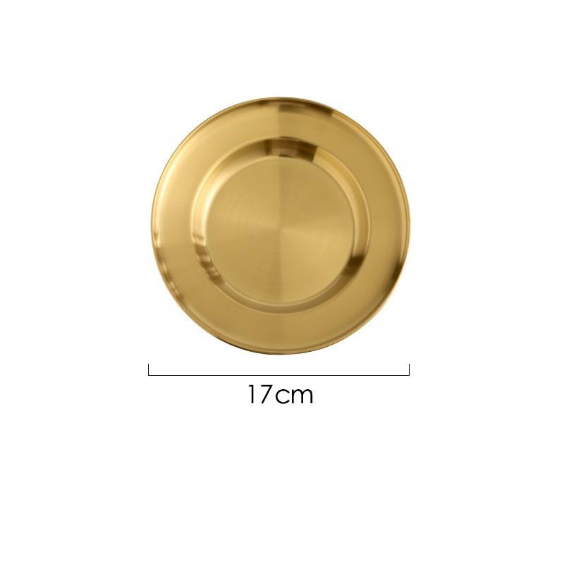 Round Kitchen Bar Tableware Cake And Fruit Snack Salad Plate Kitchen Accessories Stainless Steel Plate Camping Picnic Plate