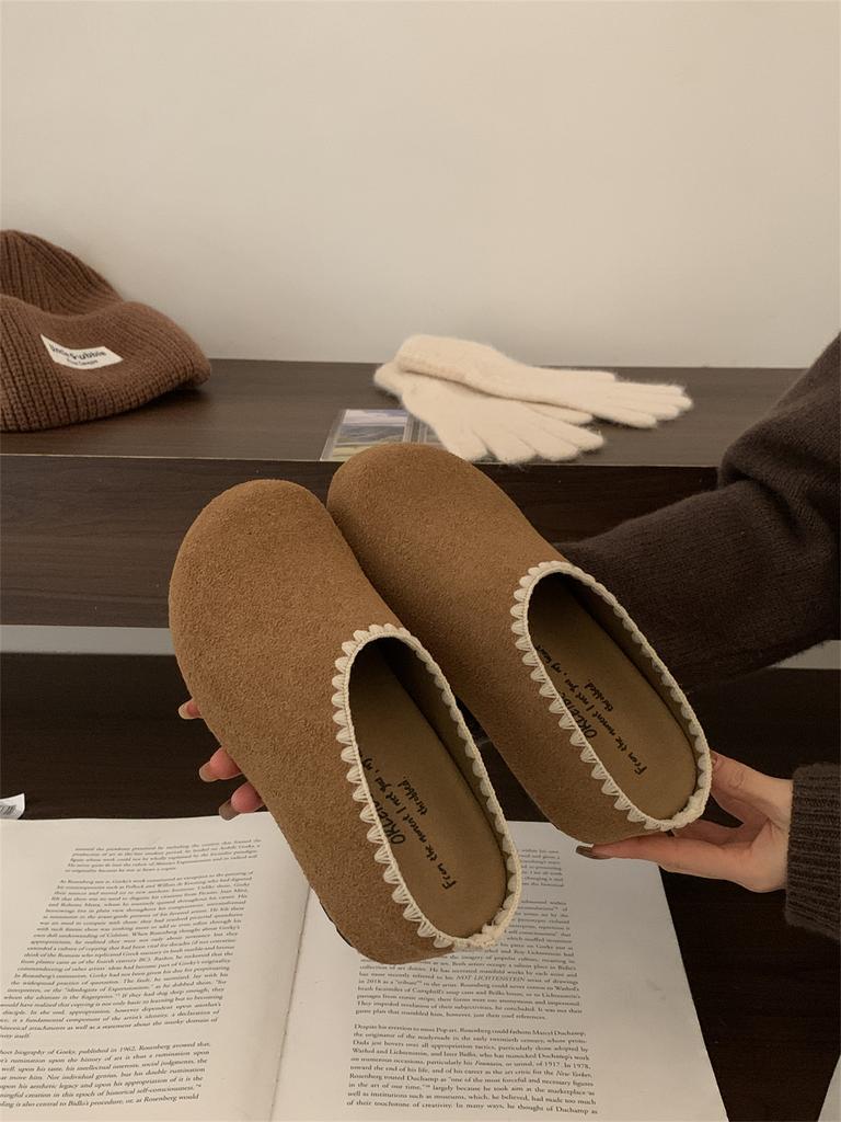 Retro non-slip thick-soled heightened half-drag Birkenstocks women's 2025 new autumn versatile soft-soled outer bag head slippers