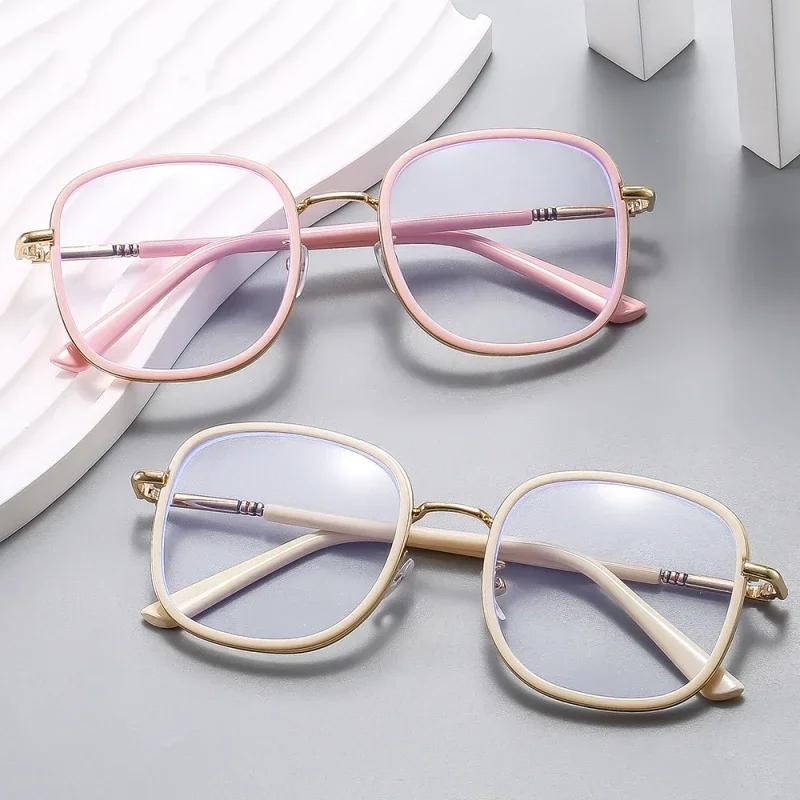 Fashion Metal Frame Reading Glasses Luxury Large Square Far Sight Eyeglasses Men Women Retro Anti-Blue New Presbyopia 0 To +4.0