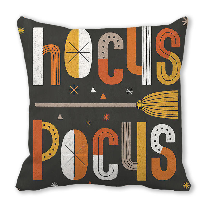 Creative Halloween Happy Letters Digital Printing Short Plush Pillow Covers for Car Sofa Office Cushion Cover Home Goods