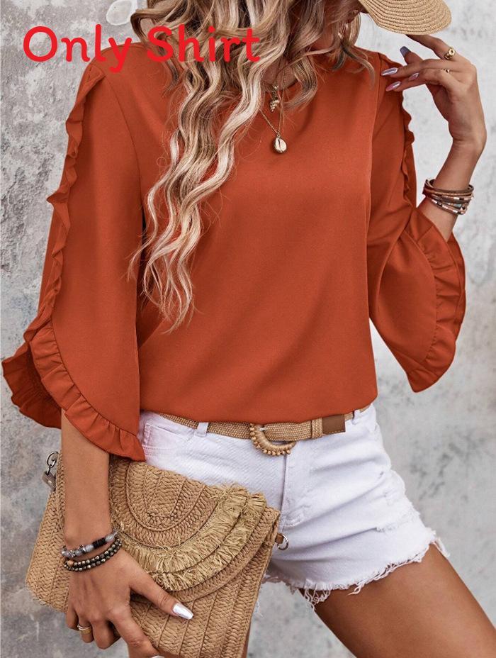 Damenbluse im Urban Style mit Spitzendetails für Frühling Sommer Freizeitkleidung