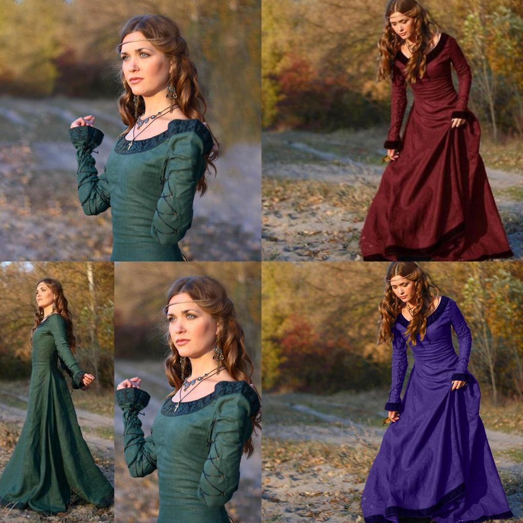Medieval Vintage Women Renaissance Dress Cosplay Costume Princess Gothic Dress