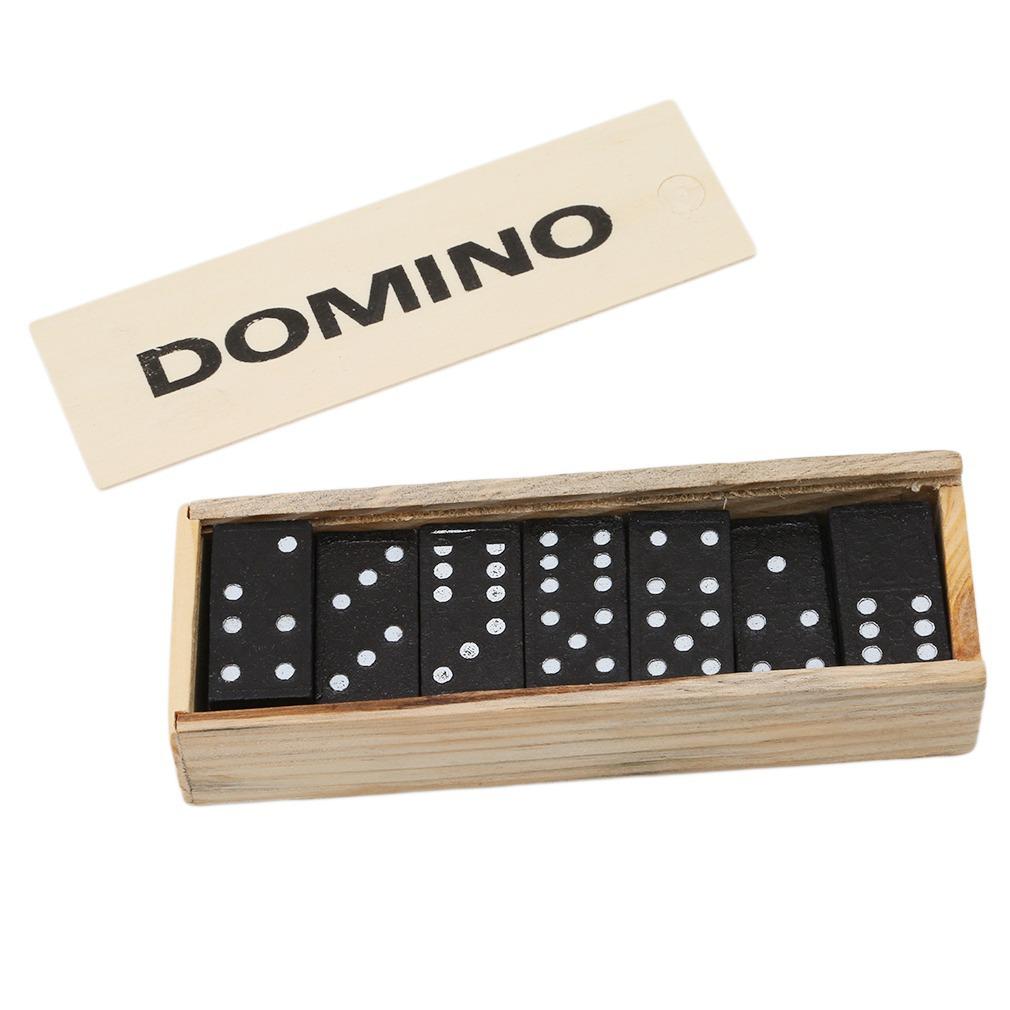 28 Pcs Black Dominoes Wooden Box With Black Dominoes Wooden Board Game Teaching Aids Party Game Children'S Day Gift