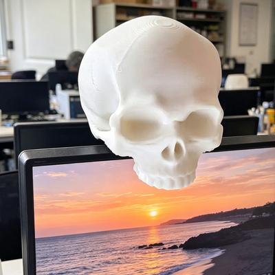 Skull Decoration Snap-On Monitor Clip 3D Printed Miniature Skull Figurine for Computer TV Screen Edge Unique Gothic Style Desktop Ornament Home
