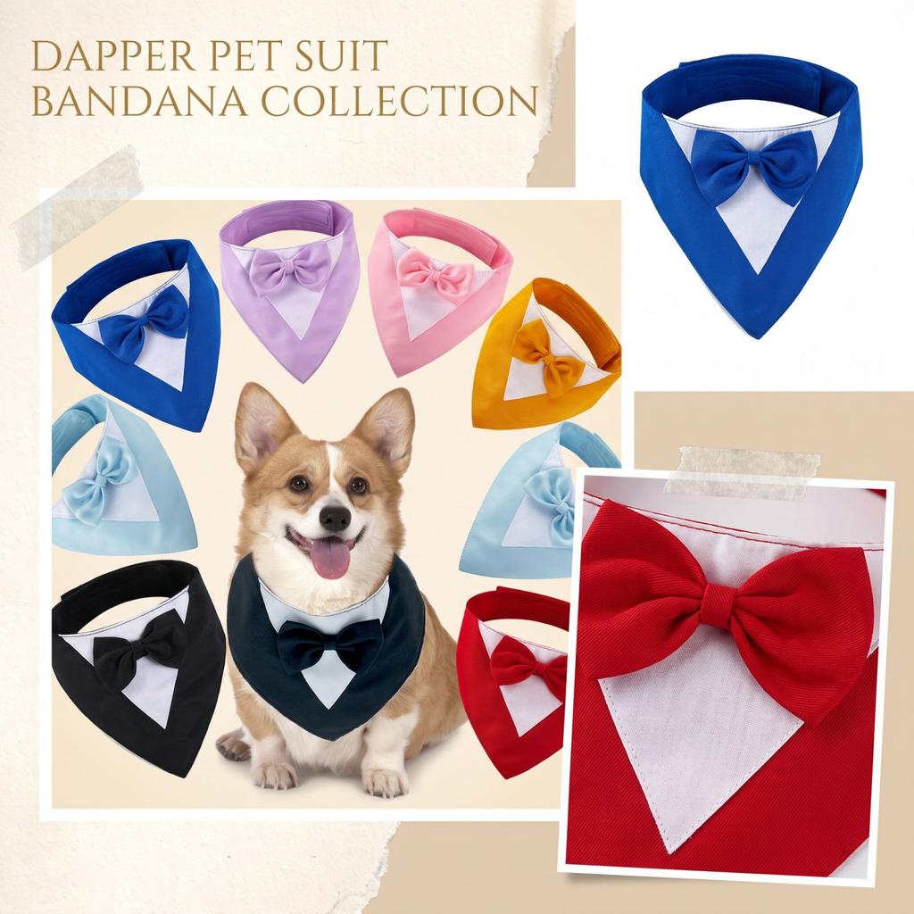 Pet Scarf Bandana with Tie and Adjustable Collar, Bib for Dogs Cats