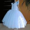 Girl Flower Birthday Tulle Dress Bow Wedding Kids Party Wear Princess Blue Dress Baby Bowknot Dresses