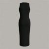 Women's Fashion Casual Sexy O-Neck Solid Color Hollow Sleeveless Dress