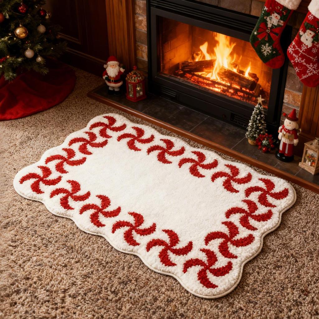 Gingerbread Doormat Christmas Welcome Mat 60x40cm Non Slip Absorbent Soft Entrance Mat for Porch Kitchen Bathroom Living Room