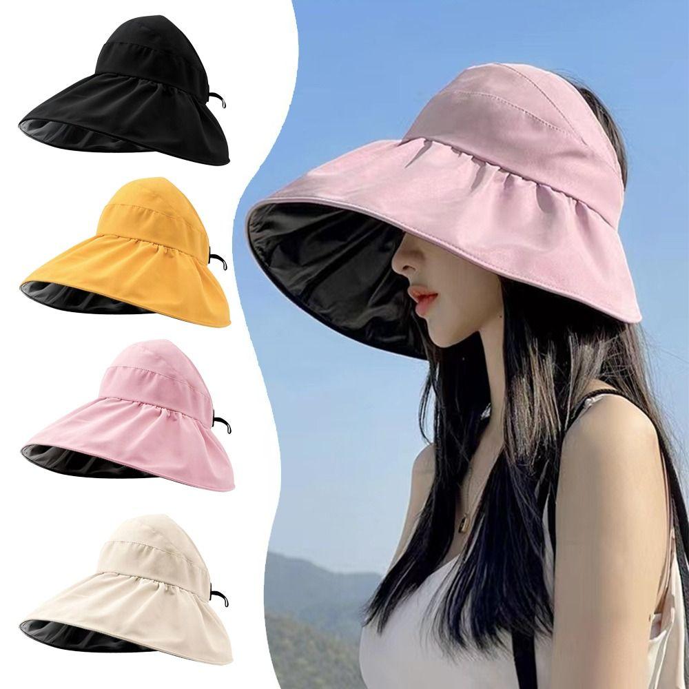 Women Summer UV Protection Wide Brim Foldable Sunshade Hat Bucket Hat Sun Cap Beach Cap