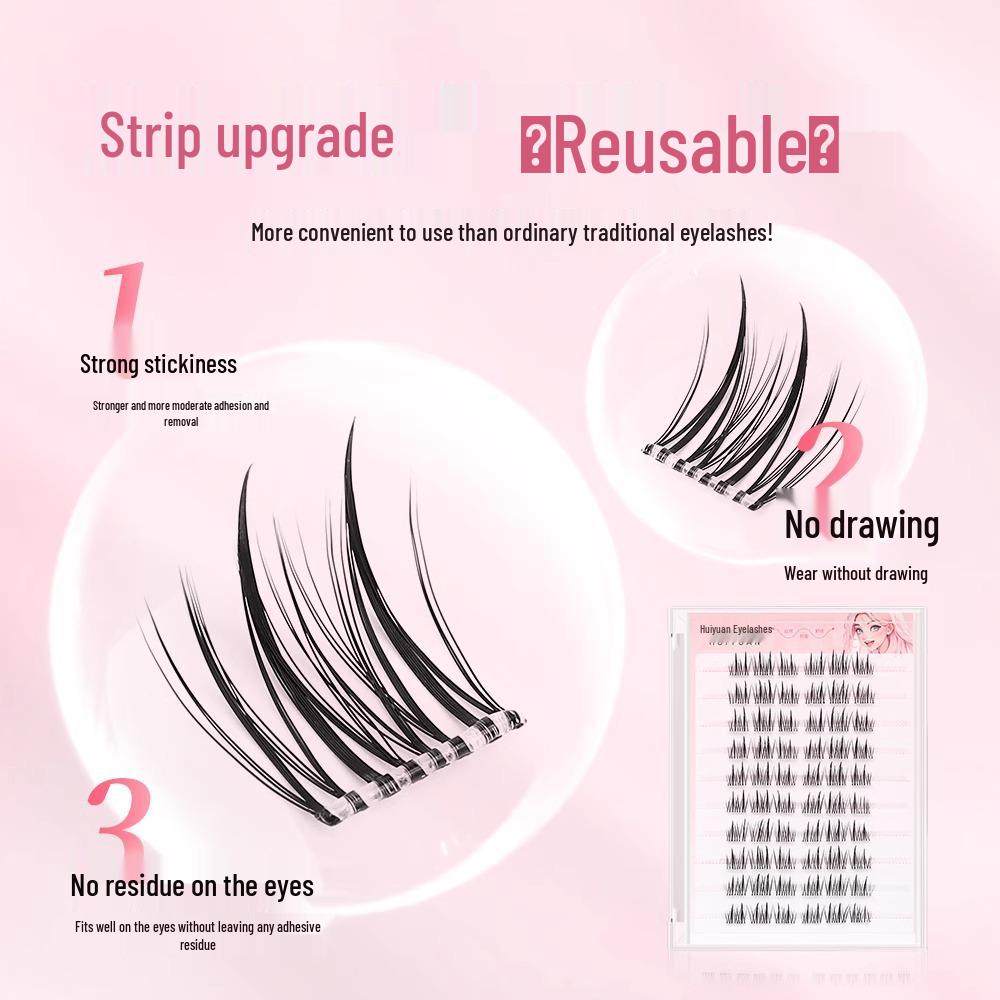 Glue-Free, Stemless, Self-Adhesive Invisible Sunflower False Eyelashes: Lightweight, Double-Pointed, Segmented, Easy for Beginners.