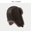 Winter Warm Faux Leather Aviator Hat With Fleece Lining Men Women Outdoor Skiing Cold Weather Ear Protection Cap