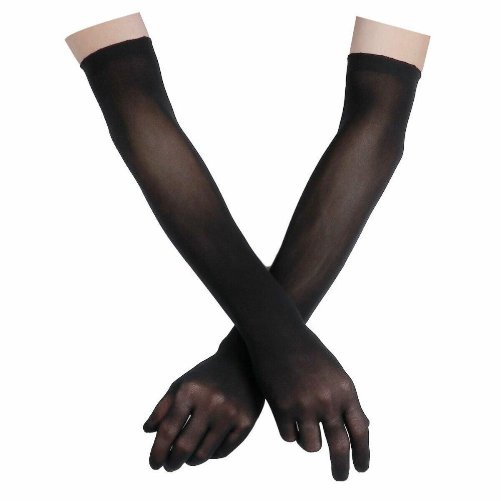 Protection Mesh Opera Prom Transparent Gloves Long Sheer Seamless Mitten Finger Pantyhose Gloves