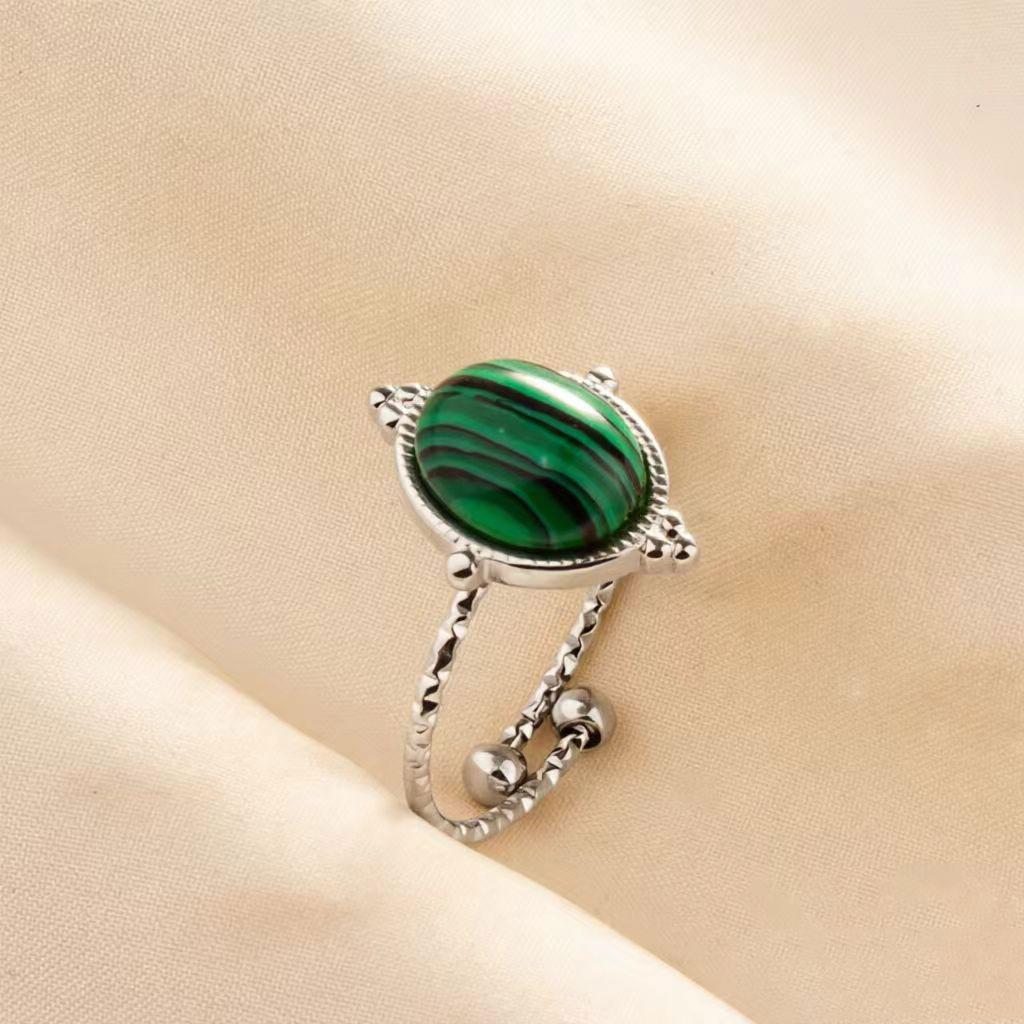 1pc Opening Adjustable Oval Geometry Fashion Ring For Men Women Decorate Fingers Jewelry Stainless Steel Rings