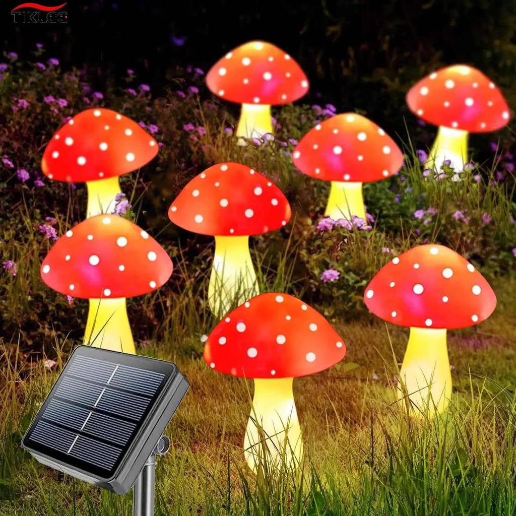 8/12/20 Head Solar Mushroom Lights Stake Garden Decor, Festive Christmas Fairy Lights for Outdoor Yard, Wedding Party Atmosphere