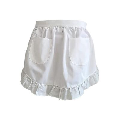 New European Style Maid Apron Anti-fouling Dual Pockets Waist Apron Kitchen Women Cooking Half Apron