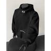 Men's Boxy Fit Color Blocked Hooded Sweatshirt with Letter Embroidery, Stand Collar, Ideal for Spring/Autumn.